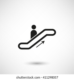 Escalator - black vector  icon with shadow
