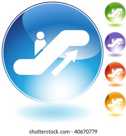 Escalator up crystal icon isolated on a white background.