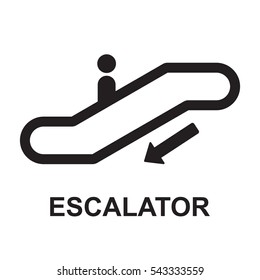 escalator down direction sign isolated vector