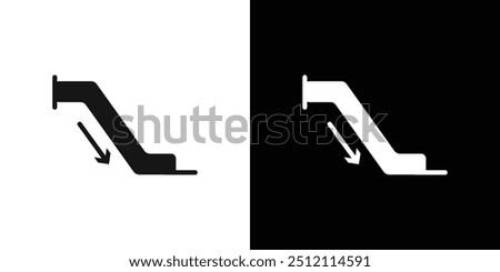 Escalator down icon Black line art vector logo set