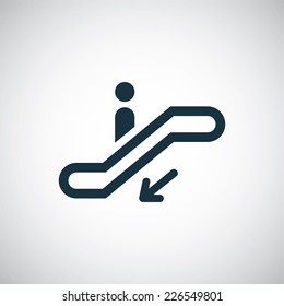 escalator down icon on white background 