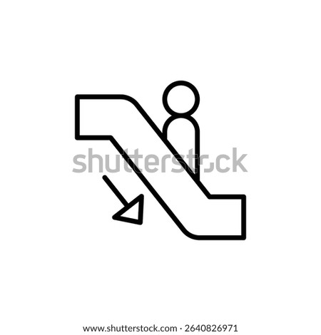 Escalator Down Icon Outline Thin Line Symbol for Public Transport and Accessibility