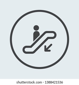 Escalator down icon silver in circle . Vector illustration