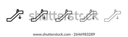 Escalator down icon thin flat outline style vector sign