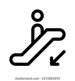 Escalator down line icon. Editable stroke. Vector graphics