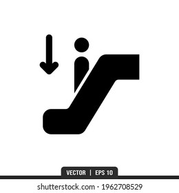 Escalator Down Silhouette icon vector, illustration logo template in trendy style. Suitable for many purposes.