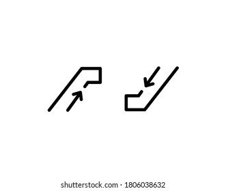 Escalator up and down simple thin line icon vector illustration