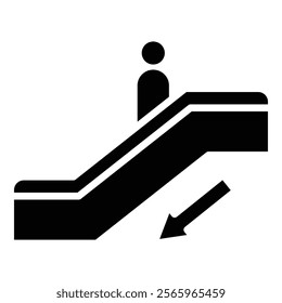 Escalator Down Simple Vector Icon Collection