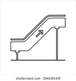 Escalator Elevator Icon, Moving Staircase Vector Art Illustration