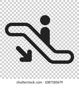 Escalator elevator icon. Vector illustration on isolated transparent background. Business concept escalator pictogram.