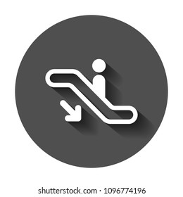 Escalator elevator icon. Vector illustration with long shadow. Business concept escalator pictogram.