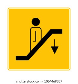 escalator, elevator symbol on yellow background