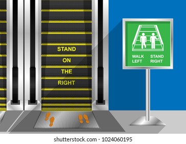 Escalator Etiquette Quick Handrail Motion Direction Situation Machine Life Shopping Mall Train Moving Improper Courtesy Proper Way Walk Side Stair