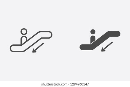 Escalator filled and outline vector icon sign symbol