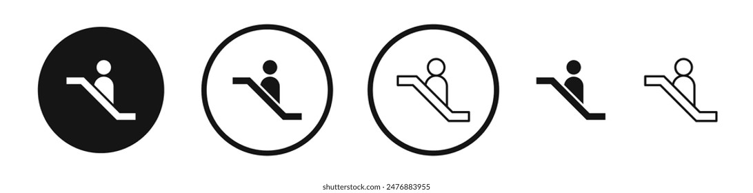 Escalator flat liner icon set.
