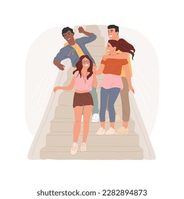 Escalator fun isolated cartoon vector illustration  Hanging at the mall  leisure time  teenage friends laughing at escalator  having fun together  girls   boys  stylish people vector cartoon 