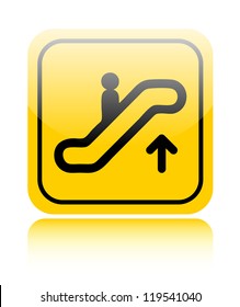 Escalator up glossy sign on white