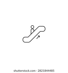 Escalator going up directional icon in simple line art style with escalator direction navigation wayfinding transportation facility accessibilit