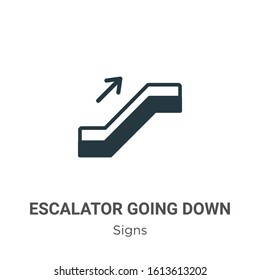Escalator going down glyph icon vector on white background. Flat vector escalator going down icon symbol sign from modern signs collection for mobile concept and web apps design.