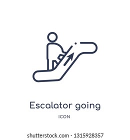 escalator going down icon from signs outline collection. Thin line escalator going down icon isolated on white background.