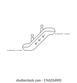 Icono lineal de la señal de Escalador que baja con flecha. Ilustración vectorial de material aislada en fondo blanco.