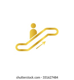 Escalator - gold vector icon