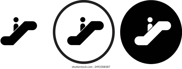 Escalator icon black outline logo for web site design 
and mobile dark mode apps 
Vector illustration on a white background