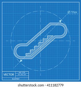 escalator icon. Blueprint style