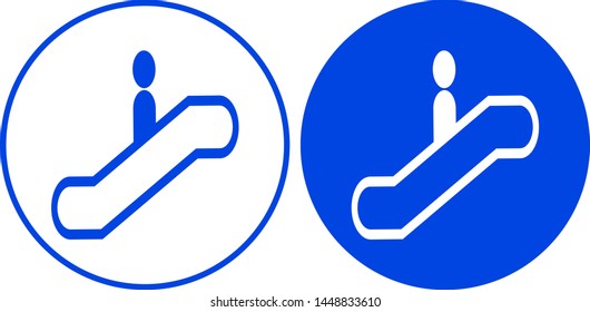 Escalator icon in circle. Vector illustration