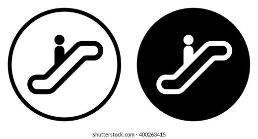 Escalator icon in circle . Vector illustration