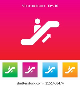 Escalator Icon in Colored Square box. eps-10