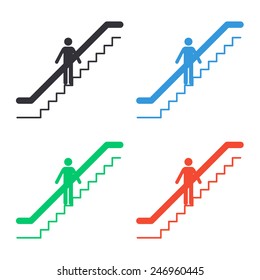 escalator icon - colored vector illustration