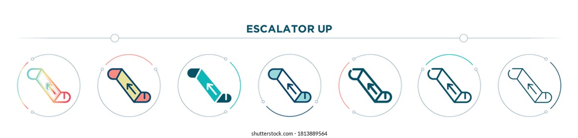 escalator up icon designed in gradient, filled, two color, thin line and outline style. vector illustration of escalator up vector icons. can be used for mobile, ui, web
