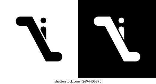 Diseño de elemento de ilustración de icono de escalera mecánica. iconos de glifo negro