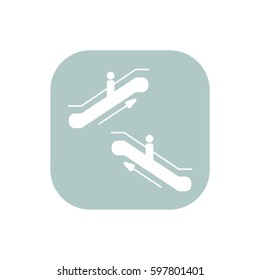 escalator icon isolated vector sign symbol on blue background. Airport elements icons. Can be used in logo, UI and web design