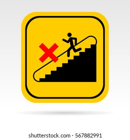 Escalator icon. Not to run. Public sign. It can be used as an information sticker.