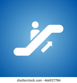 Escalator Icon on blue color. 