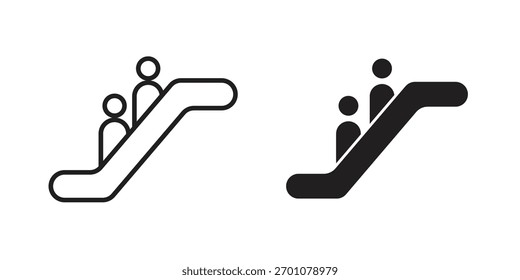Escalator icon outline concept symbol with editable stroke on white
