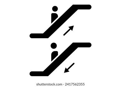 escalator icon. icon related to  indoor navigation in public spaces. solid icon style. element illustration