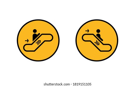 Escalator icon set. Up and down. Business concept. Vector on isolated white background. EPS 10