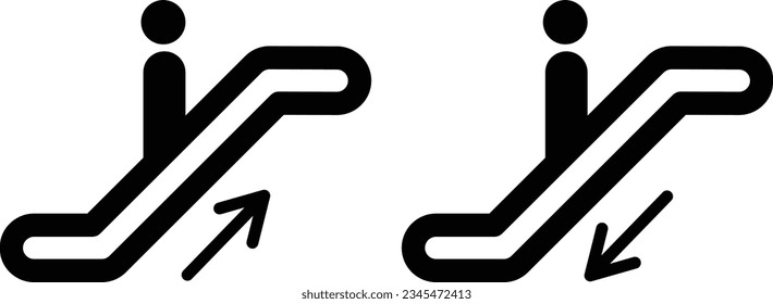 Escalator icon set  for up and down . Elevator icon set vector