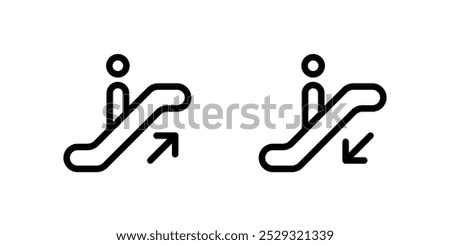 Escalator icon set. Escalator Up and Down icons. Escalator Signs Set. Vector illustration