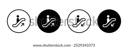 Escalator icon set. Escalator Up and Down icons set. Escalator sign. Escalator pictogram vector illustration