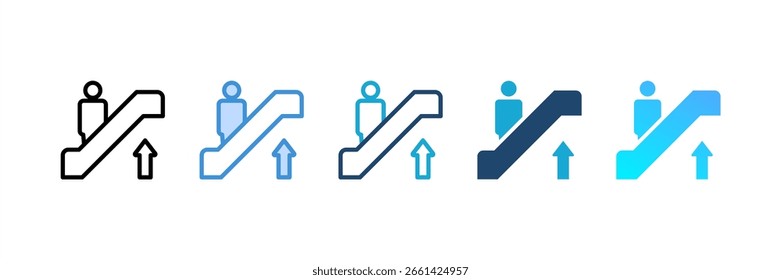 Conjunto de iconos de escalera mecánica colección de estilo múltiple