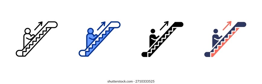 Escalator icon set multiple style collection