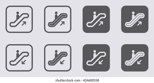 Escalator icon set . Vector illustration
