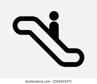 Escalator Icon. Stairs Staircase Step Up Down Walkway Elevator Label Information Info Path. Black White Graphic Clipart Artwork Symbol Sign Vector EPS