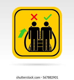 Escalator icon. Stand on the right. Public sign. It can be used as an information sticker.
