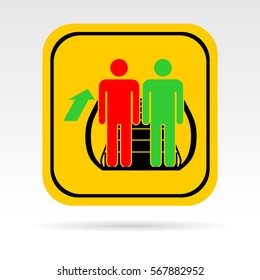 Escalator icon. Stand on the right. Public sign. It can be used as an information sticker.
