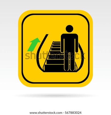 Escalator icon. Stand on the right. Public sign. It can be used as an information sticker.